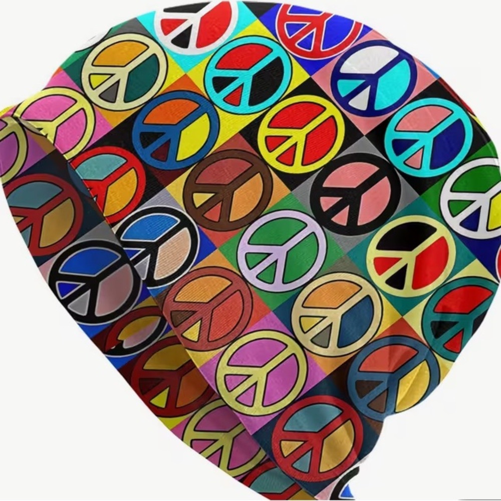 Unisex Multicolor Peace Sign Beanie